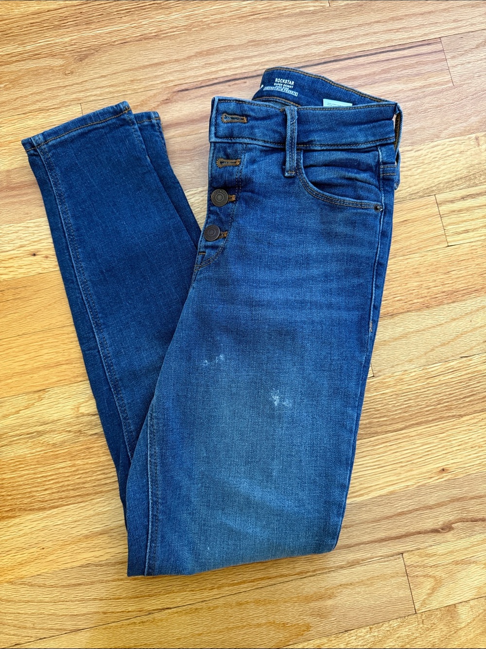 Old Navy Women's Dark Blue Skinny Button-Fly Jeans